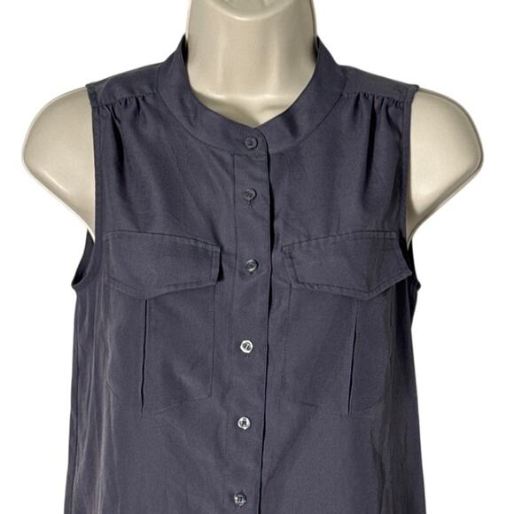 J. Crew Women's Sleeveless Button Down Blouse Gray Size 0 - Picture 6 of 7